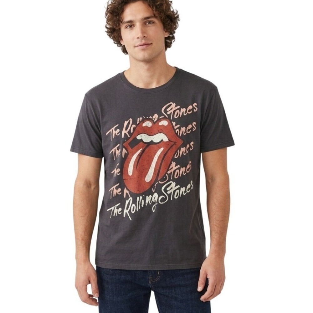 The Rolling‎ Stones Shirt Youth L 12-14 Black '76 World Tour Graphic Band Tee